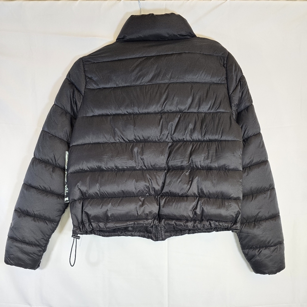 Black Puffer Jacket With Drawstring - Picture 2 of 3